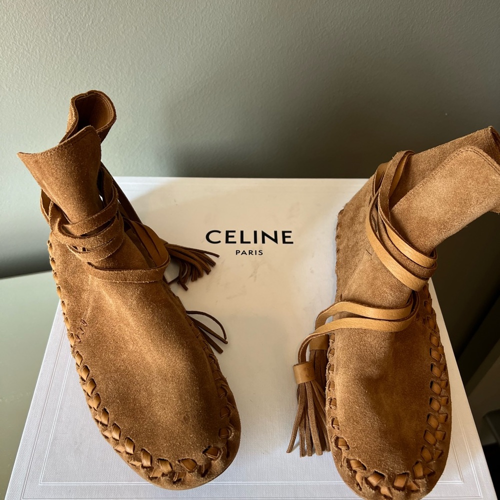 CELINE Marlou Suede Ankle Boots FR 38.5